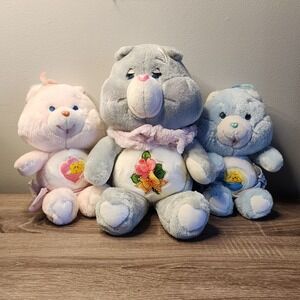Vintage 1983 Care Bears 15" Grams Bear Plush With 2 Baby Care Bears All Vintage